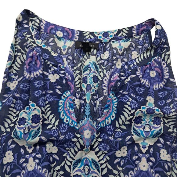 Talbots‎ Dress Women's 8 Blue Maxi Floret Medallion Sleeveless Floral Tie Boho - Picture 4 of 13